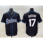 Los Angeles Dodgers #17 Shohei Ohtani Black Cool Base With Patch Stitched Baseball Jersey