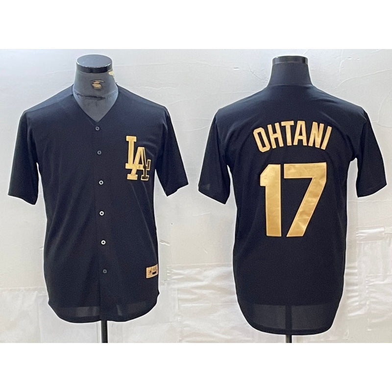 Los Angeles Dodgers #17 Shohei Ohtani Black Gold Cool Base Stitched Baseball Jersey