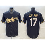 Los Angeles Dodgers #17 Shohei Ohtani Black Gold Stitched Cool Base Baseball Jersey