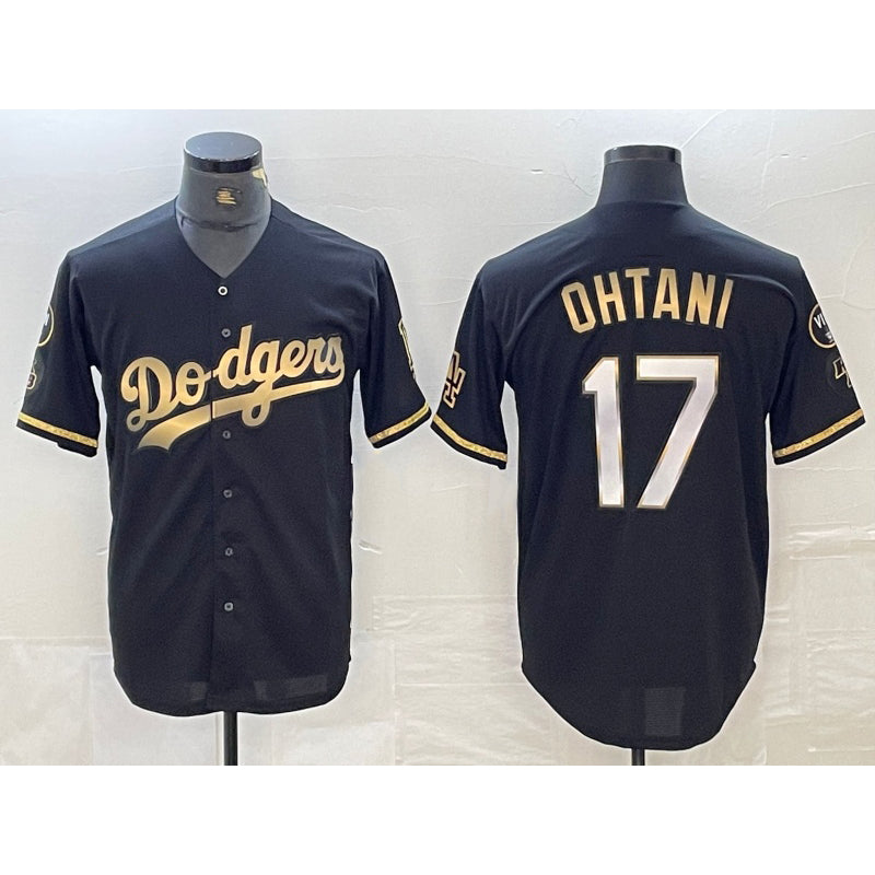 Los Angeles Dodgers #17 Shohei Ohtani Black Gold Stitched Cool Base Baseball Jersey