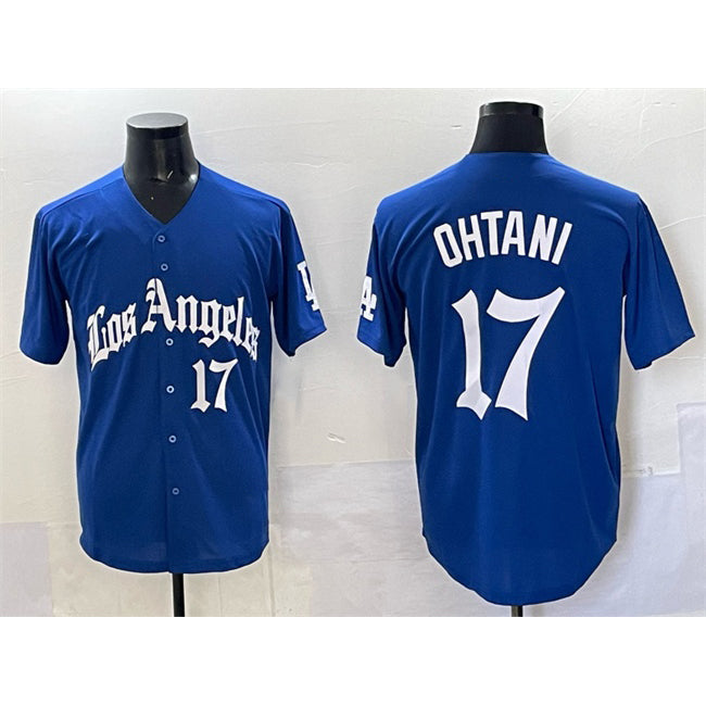 Los Angeles Dodgers #17 Shohei Ohtani Blue 2025 LA Gothic Style With Fernando Patch Vapor Premier Limited Stitched Baseball Jersey