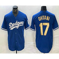 Los Angeles Dodgers #17 Shohei Ohtani Blue Gold Stitched Cool Baseball Jersey