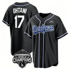 Los Angeles Dodgers #17 Shohei Ohtani Fashion Replica Black Out 2025 Back To Back World Series Champions Jersey