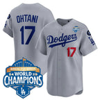 Los Angeles Dodgers #17 Shohei Ohtani Gray 2025 Back-To-Back World Series Champions Jersey
