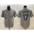 Los Angeles Dodgers #17 Shohei Ohtani Gray Cool Base With Patch Stitched Baseball Jersey