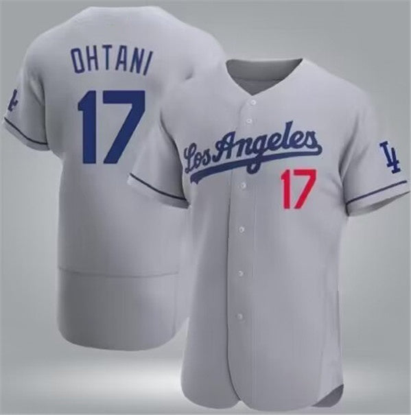 Los Angeles Dodgers #17 Shohei Ohtani Gray Flex Base Stitched Baseball Jersey