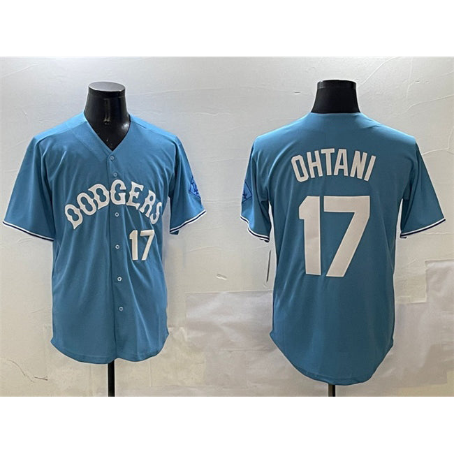 Los Angeles Dodgers #17 Shohei Ohtani Light Blue Limited Stitched Baseball Jersey