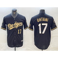 Los Angeles Dodgers #17 Shohei Ohtani Number Black Gold Stitched Cool Baseball Jerseys