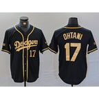 Los Angeles Dodgers #17 Shohei Ohtani Number Black Gold World Series Champions Cool Base Stitched Baseball Jersey