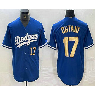 Los Angeles Dodgers #17 Shohei Ohtani Number Blue Gold Stitched Cool Baseball Jersey