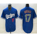 Los Angeles Dodgers #17 Shohei Ohtani Number Blue Green Stitched Cool Baseball Jersey
