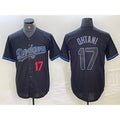 Los Angeles Dodgers #17 Shohei Ohtani Number Lights Out Black Fashion Stitched Cool Baseball Jerseys