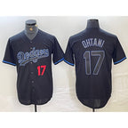 Los Angeles Dodgers #17 Shohei Ohtani Number Lights Out Black Fashion Stitched Cool Baseball Jersey