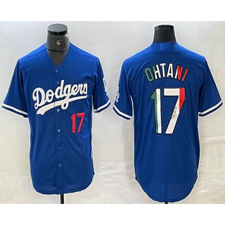 Los Angeles Dodgers #17 Shohei Ohtani Number Mexico Blue Cool Base Stitched Baseball Jersey