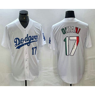 Los Angeles Dodgers #17 Shohei Ohtani Number Mexico White Cool Base Stitched Baseball Jerseys