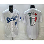 Los Angeles Dodgers #17 Shohei Ohtani Number Mexico White Cool Base Stitched Baseball Jerseys