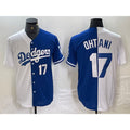 Los Angeles Dodgers #17 Shohei Ohtani Number White Blue Two Tone Stitched Baseball Jersey