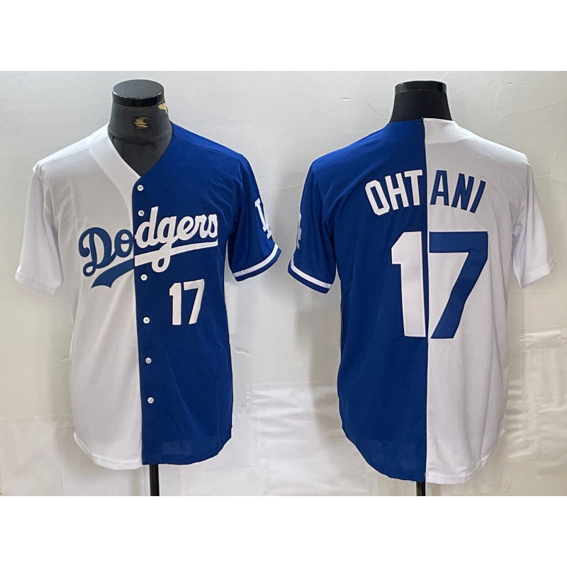 Los Angeles Dodgers #17 Shohei Ohtani Number White Blue Two Tone Stitched Baseball Jersey