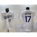 Los Angeles Dodgers #17 Shohei Ohtani Number White Gold Championship Stitched Cool Baseball Jerseys