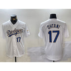 Los Angeles Dodgers #17 Shohei Ohtani Number White Gold Championship Stitched Cool Baseball Jerseys