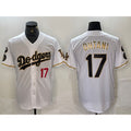 Los Angeles Dodgers #17 Shohei Ohtani Number White Gold Fashion Stitched Cool Base Limited Baseball Jersey