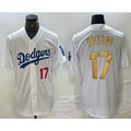 Los Angeles Dodgers #17 Shohei Ohtani Number White Gold Stitched Cool Baseball Jerseys