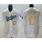 Los Angeles Dodgers #17 Shohei Ohtani Number White Gold Stitched Cool Baseball Jersey