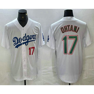 Los Angeles Dodgers #17 Shohei Ohtani Number White Green Stitched Cool Baseball Jerseys