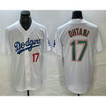 Los Angeles Dodgers #17 Shohei Ohtani Number White Green Stitched Cool Baseball Jerseys