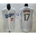 Los Angeles Dodgers #17 Shohei Ohtani Number White Green Stitched Cool Baseball Jerseys