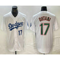 Los Angeles Dodgers #17 Shohei Ohtani Number White Green Stitched Cool Baseball Jerseys
