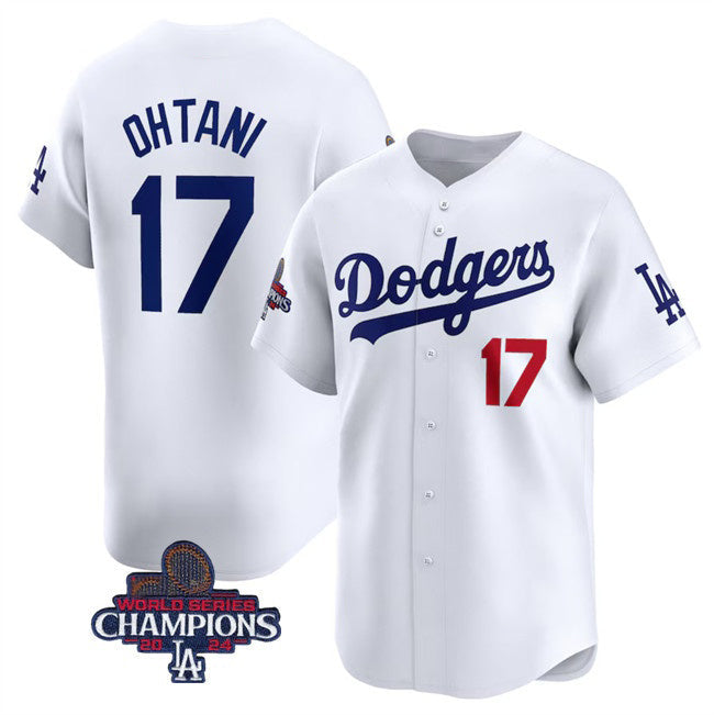 Los Angeles Dodgers #17 Shohei Ohtani White 2024 World Series Champions Home Limited Stitched Baseball Jersey