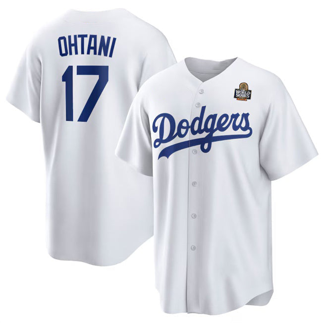 Los Angeles Dodgers #17 Shohei Ohtani White 2024 World Series Cool Base Stitched Baseball Jersey
