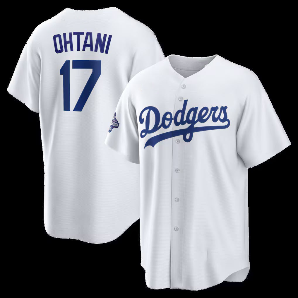 Los Angeles Dodgers #17 Shohei Ohtani White 2025 World Series Champions Home Replica Baseball Jersey