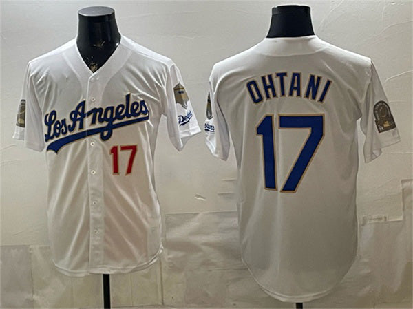 Los Angeles Dodgers #17 Shohei Ohtani White 2026 Gold Collection 9x & B2B Champs Patch Stitched Baseball Jersey