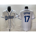 Los Angeles Dodgers #17 Shohei Ohtani White Cool Base With Patch Stitched Baseball Jersey