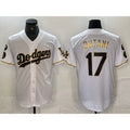 Los Angeles Dodgers #17 Shohei Ohtani White Gold Fashion Stitched Cool Base Limited Baseball Jersey