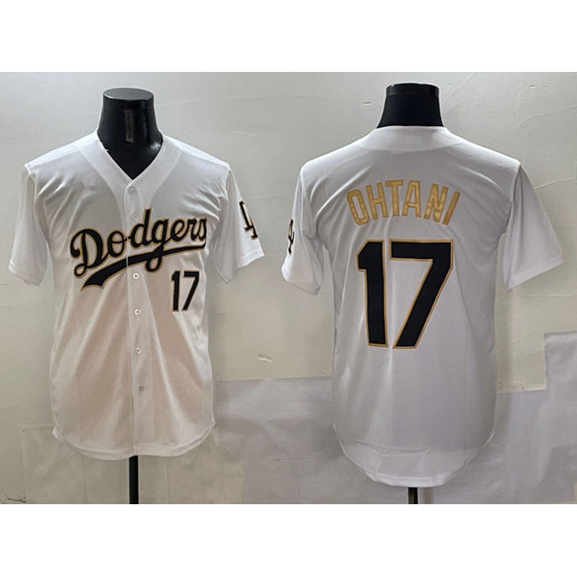 Los Angeles Dodgers #17 Shohei Ohtani White Gold Limited Stitched Baseball Jersey