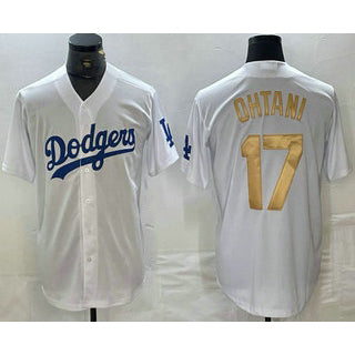 Los Angeles Dodgers #17 Shohei Ohtani White Gold Stitched Cool Baseball Jersey
