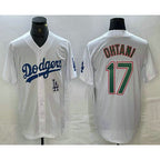 Los Angeles Dodgers #17 Shohei Ohtani White Green Stitched Cool Baseball Jersey