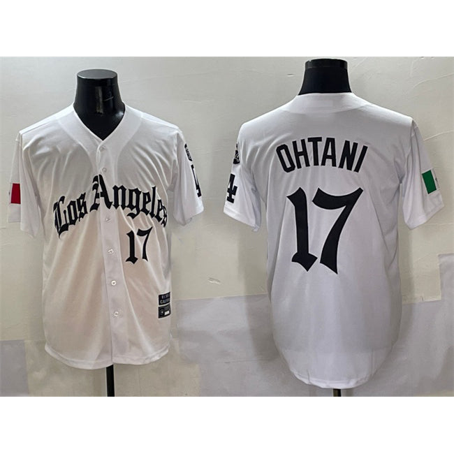 Los Angeles Dodgers #17 Shohei Ohtani White Mexico 2025 LA Gothic Style With Fernando Patch Vapor Premier Limited Stitched Baseball Jersey