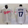 Los Angeles Dodgers #17 Shohei Ohtani White Pink Vin & Kobe Patch Stitched Baseball Jersey