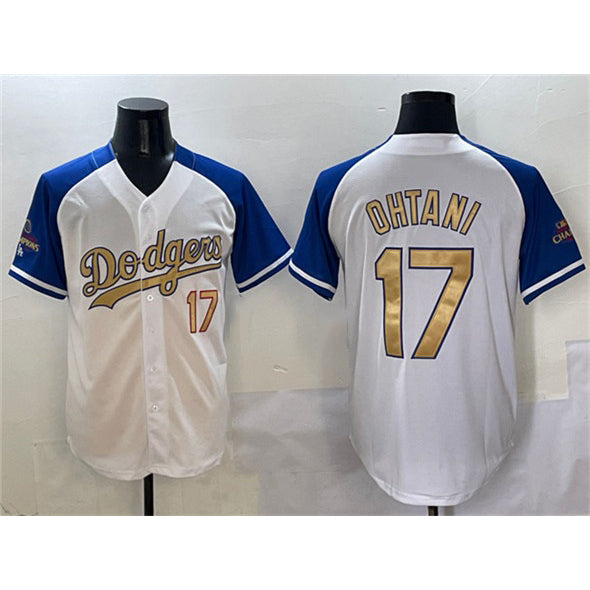 Los Angeles Dodgers #17 Shohei Ohtani White Royal Gold 2024 World Series Champions Vapor Limited Stitched Baseball Jersey