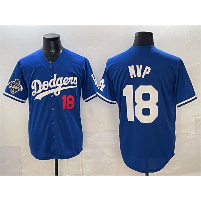 Los Angeles Dodgers #18 MVP Royal 2025 World Series Champions Patch Limited Stitched Baseball Jersey