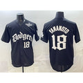 Los Angeles Dodgers #18 Yoshinobu Yamamoto Black 2025 LA Gothic Style With 2025 World Series Patch Vapor Premier Limited Stitched Baseball Jersey