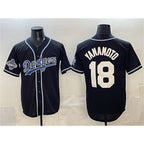 Los Angeles Dodgers #18 Yoshinobu Yamamoto Black 2025 World Series Champions Patch Cool Base Stitched Baseball Jersey