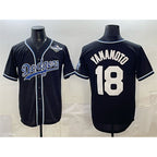 Los Angeles Dodgers #18 Yoshinobu Yamamoto Black 2025 World Series Cool Base Stitched Baseball Jersey
