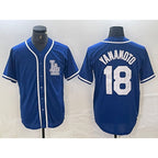 Los Angeles Dodgers #18 Yoshinobu Yamamoto Blue Cool Base Stitched Baseball Jersey