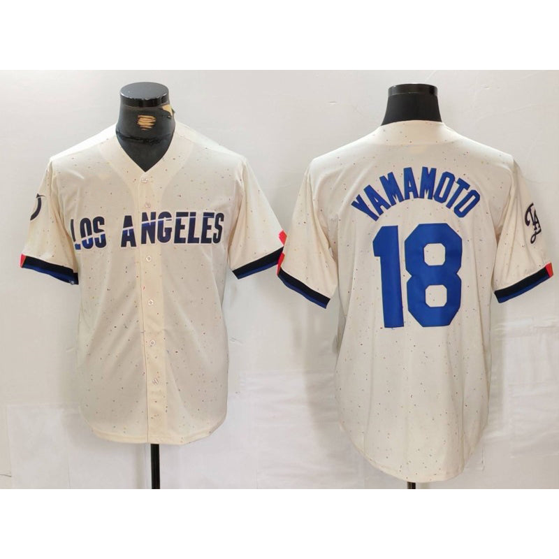 Los Angeles Dodgers #18 Yoshinobu Yamamoto Cream 2024 City Connect Limited Stitched Baseball Jersey