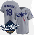 Los Angeles Dodgers #18 Yoshinobu Yamamoto Gray 2025 World Series Limited Stitched Baseball Jersey